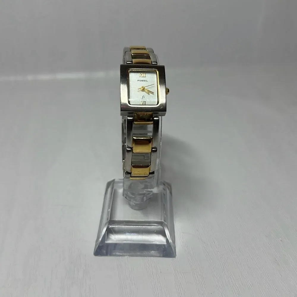 Fossil ES-9246 Ladies Womens Gold Silver Stainless‎ Steel Watch Needs BATTERY